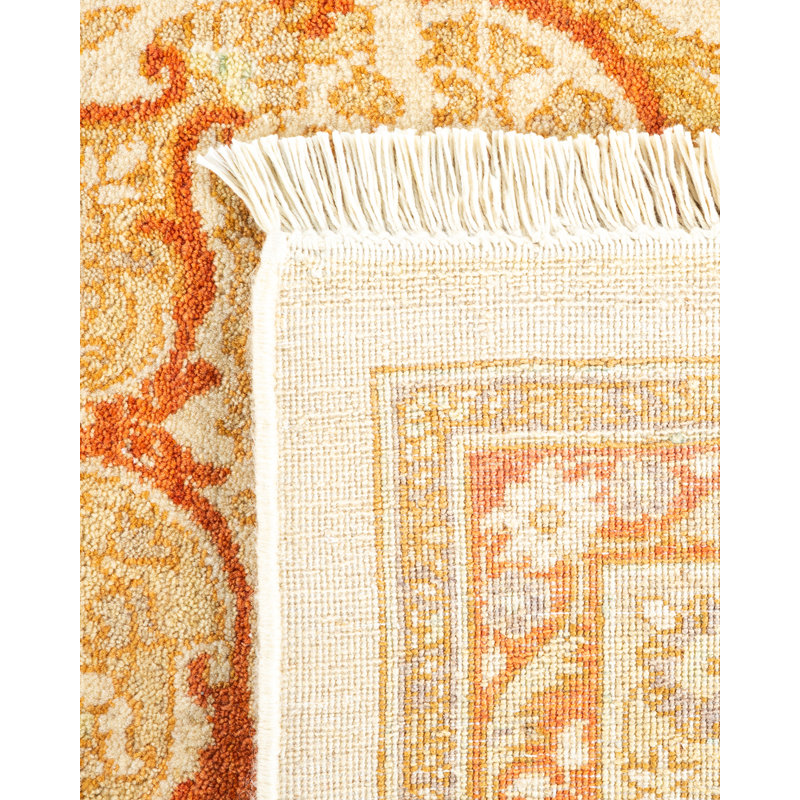 Ivory Hand-Knotted Wool Geometric 6x9 Area Rug