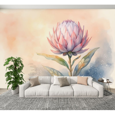 Papier peint auto-adhésif rose pâle et doux Protea Flower
