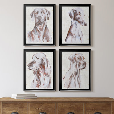 «Sitting Dog I», toile encadrée de qualité supérieure - prête à être accrochée