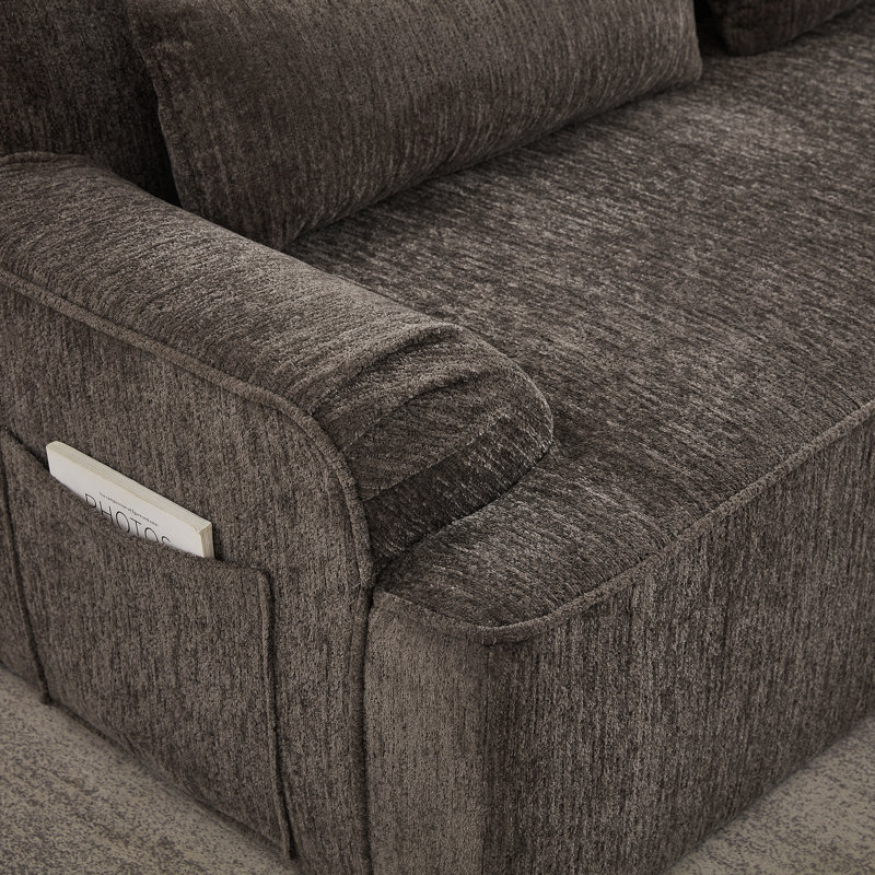 Canapé modulaire surdimensionné en L Chenille, design minimaliste, canapé-lit confortable pour les salons, les appartements et les espaces de réception