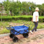 Folding Wagon Garden Shopping Beach Cart (Blue)