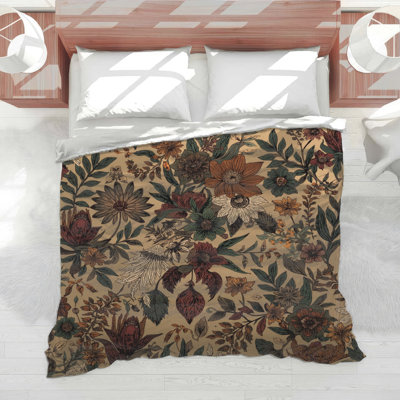 Beige Floral Botanical Comforter