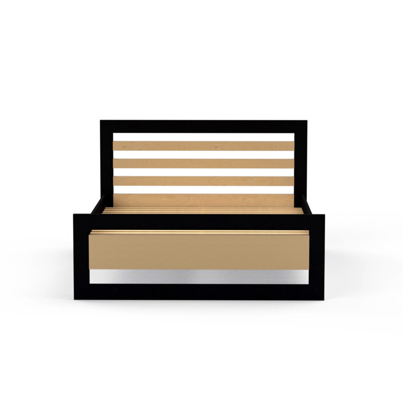 Aurelindo Bed, Double (4'6), Black/Natural