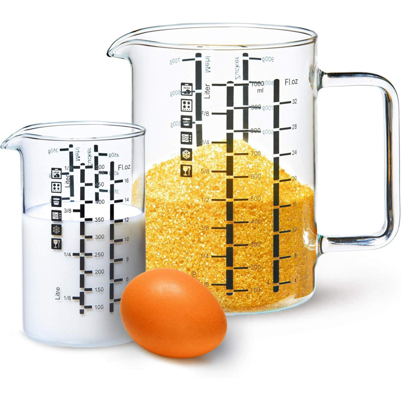 Ensemble de 2 tasses à mesurer en verre - verre borosilicaté, 32 oz et 16 oz