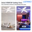 Ceiling Fans with Lights, 52" Flush Mount Ceiling Fan with Light and Remote, Quiet, Reversible, 3CCT, Dimmable, White, RGB, Low Profile Ceiling Fan for Bedroom, Living Room, Indoor/Outdoor Use