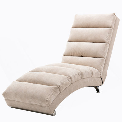 Linen Chaise Lounge Indoor Chair, Modern Long Lounger For Office Or Living Room
