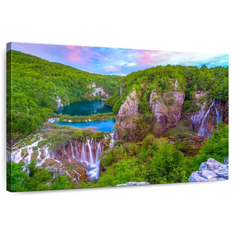 Alvord Lively Plitvice Forest And Falls, 34" H x 51" W