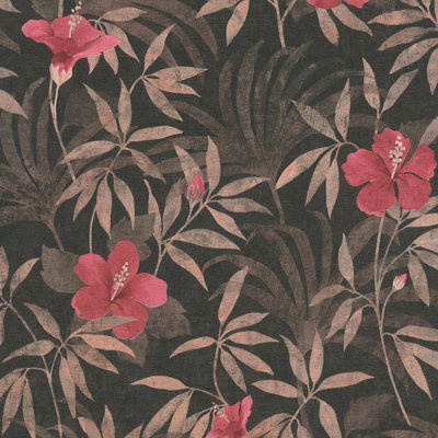 Floral 10.05m x 53cm Textured Matte Wallpaper Roll