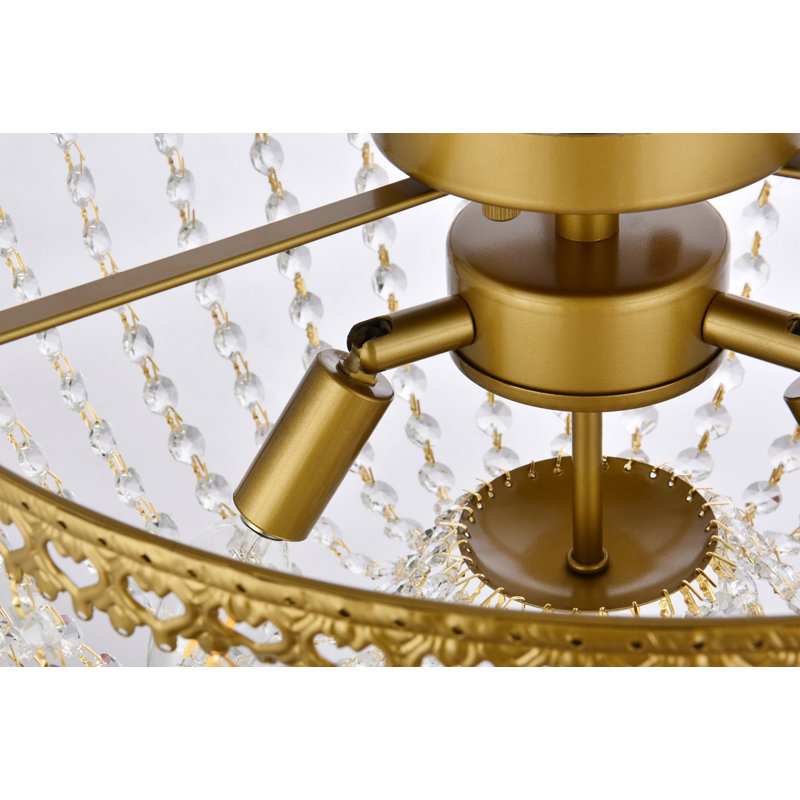 Plafonnier encastré 3 lumières Attahrawi, Laiton, H 9,5 po x l 16 po x P 16 po