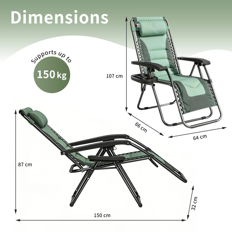 Folding Recliner Chair, Green