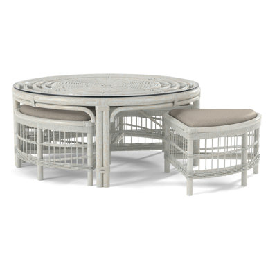 Raffles Rattan Cocktail Table with Benches