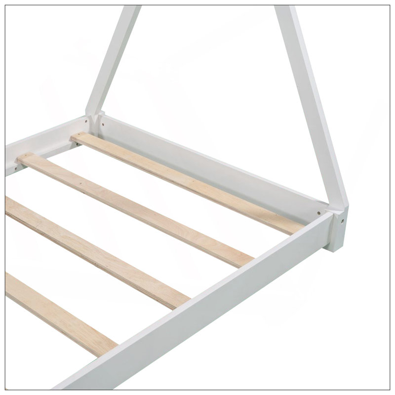 Lit plateforme simple avec structure triangulaire, Blanc