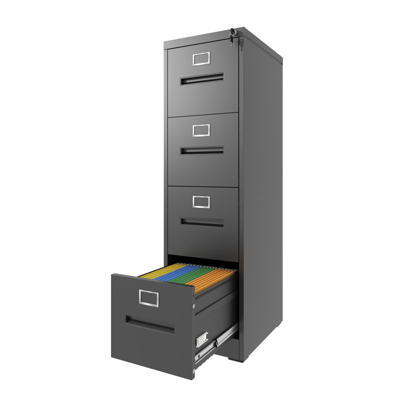 Classeur vertical à 4 tiroirs avec serrure verticale en métal pour bureau, format légal / lettre