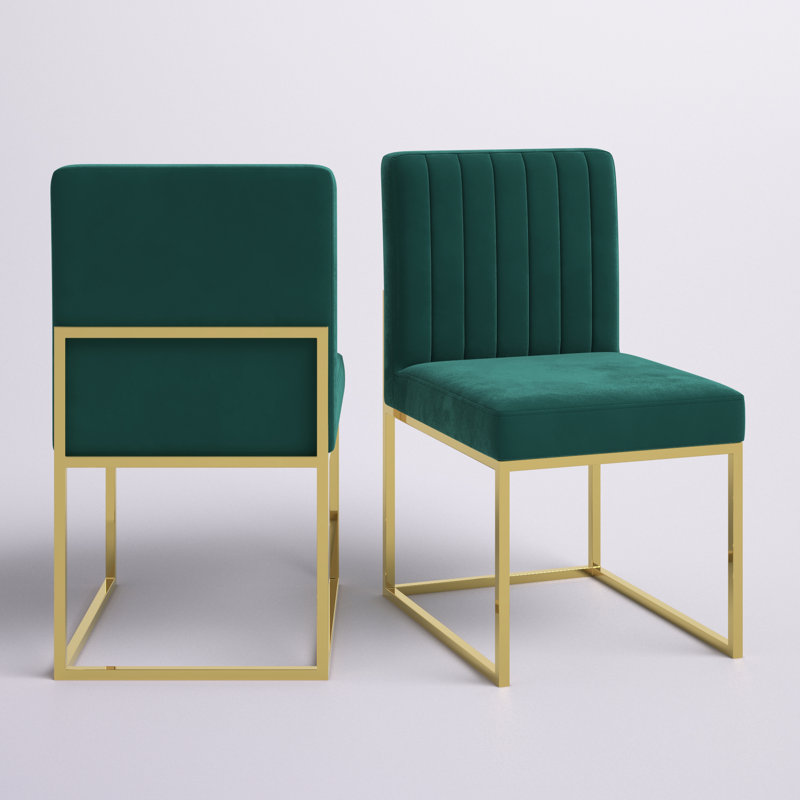 Chaise d'appoint rembourrée en velours Amberdawn, Doré, Velours vert