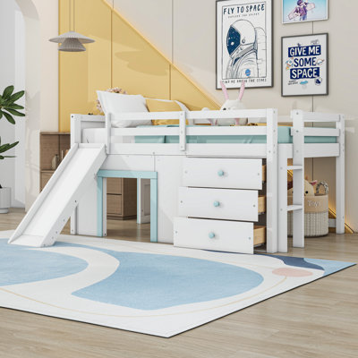Lit mezzanine double avec rangement