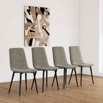 4 Chairs Dining , Modern Style With Linen Covered Seat And Metal Support For Room   Gray Of Chairs, Kitchen & Pad Robust Legs