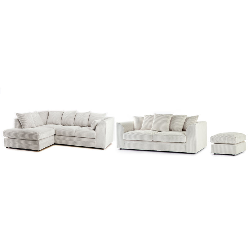 Moana 3 - Piece Living Room Set, Left Hand Facing, Cream
