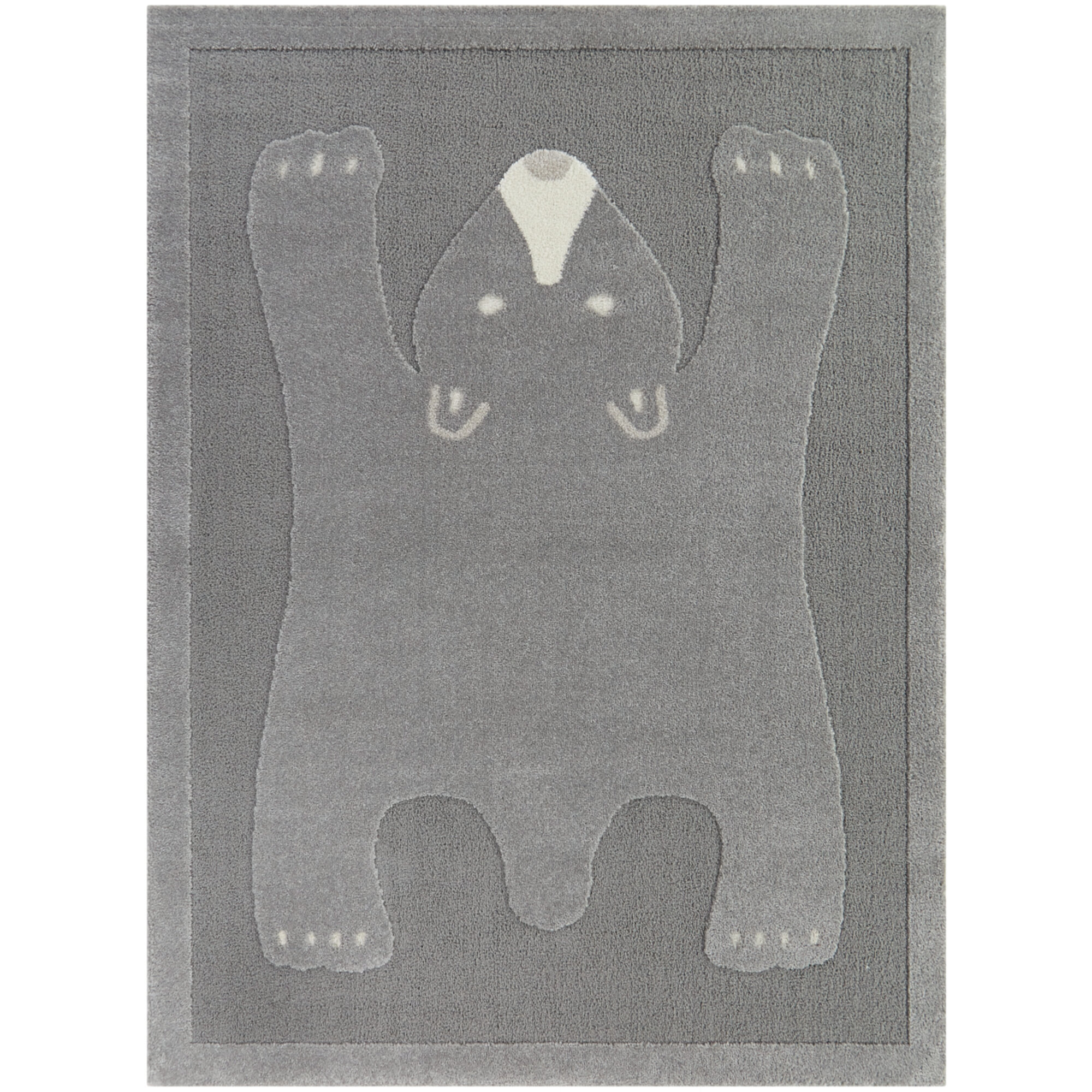 Alena Kids Bear Rug, Rectangle 5'3" x 7', Gray