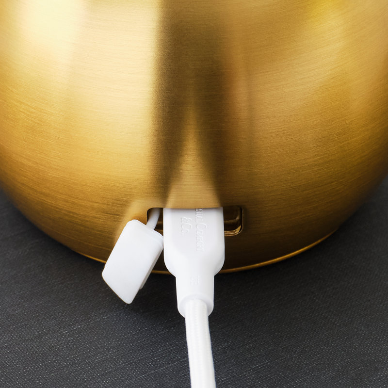 Suki Metal USB Table Lamp, Burnished Brass