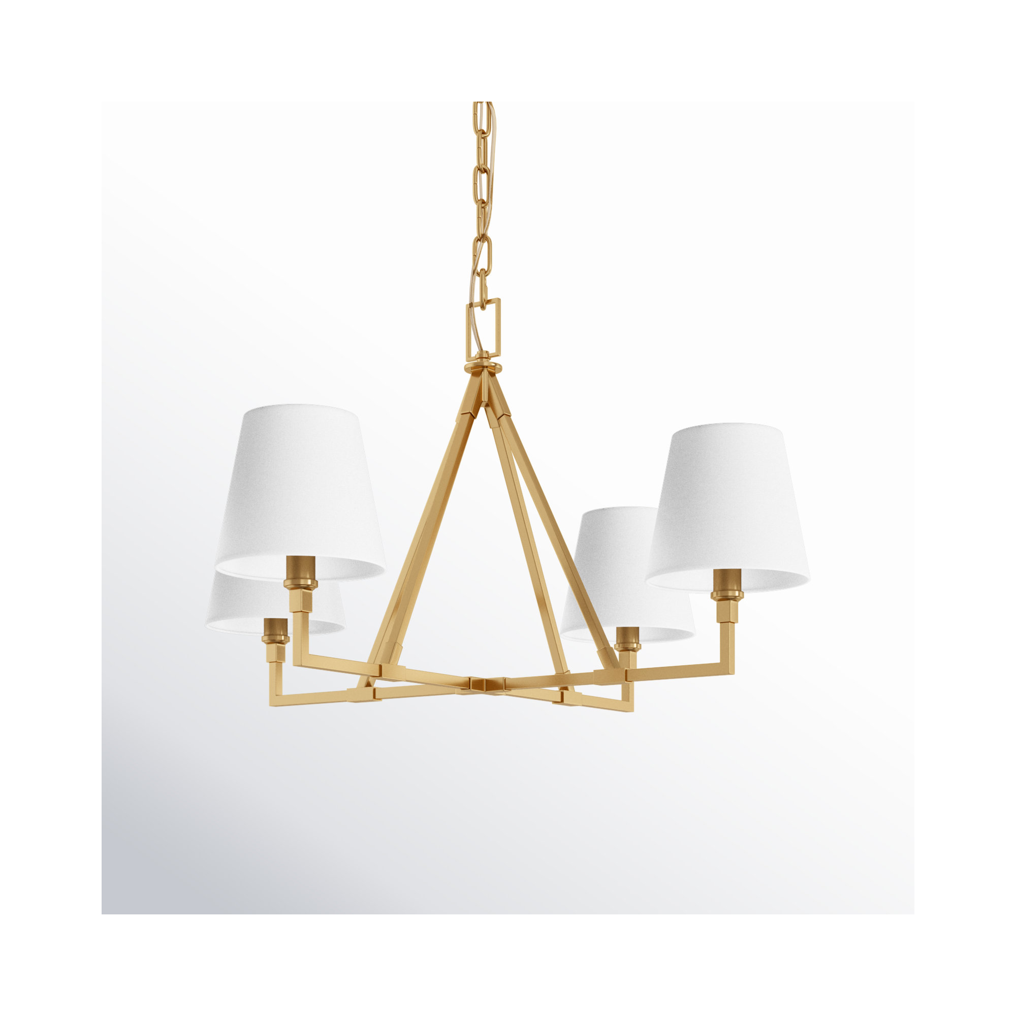 Mattia 4 - Light Metal Dimmable Chandelier, Burnished Brass, 18.12" H x 31" W x 31" D