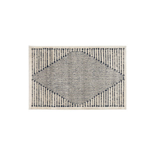 Modern Cream And Black Geometric Area Rug