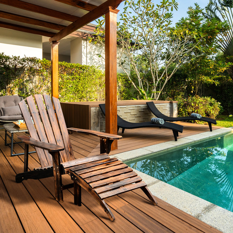 Chaise de patio en bois naturel avec aspect rustique pour bois assorti à la cour