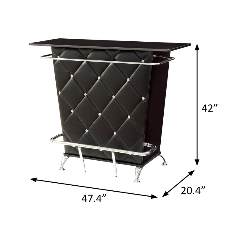 47.4" W Contemporary Bar Table, Black (K/D), Black