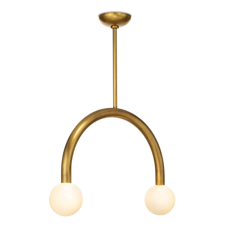 Luminaire suspendu Happy, H 16 po x l 22,5 po x P 5 po, Laiton naturel