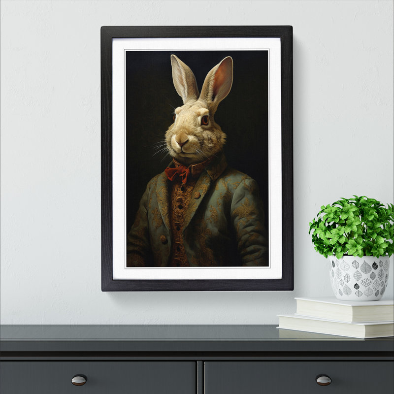 Rabbit Renaissance Art - Framed Print, Black Framed, 34cm H x 25cm W x 2cm D