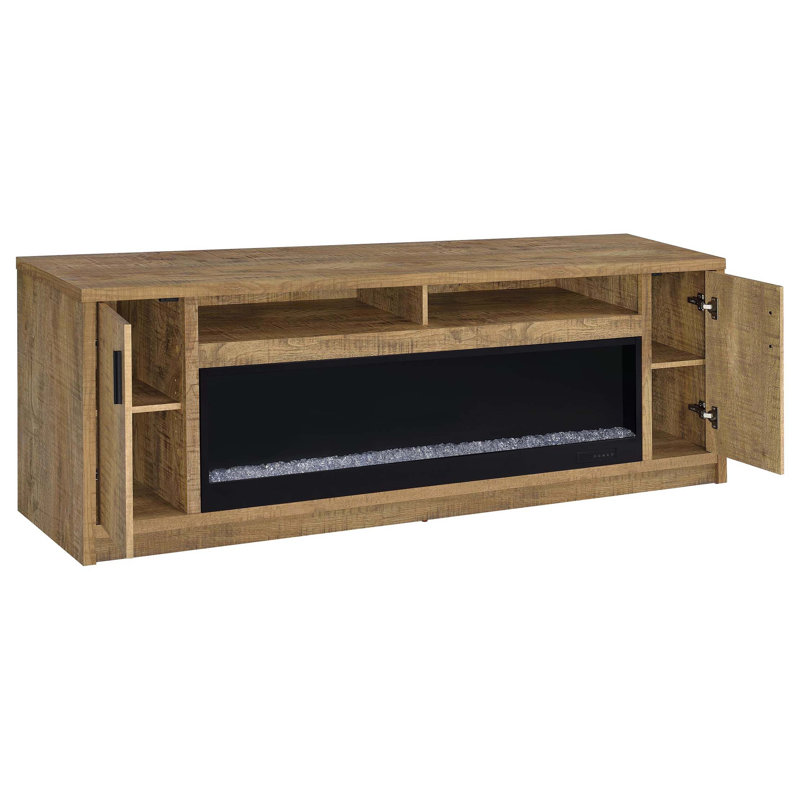 Console invitante avec foyer et rangement multimédia