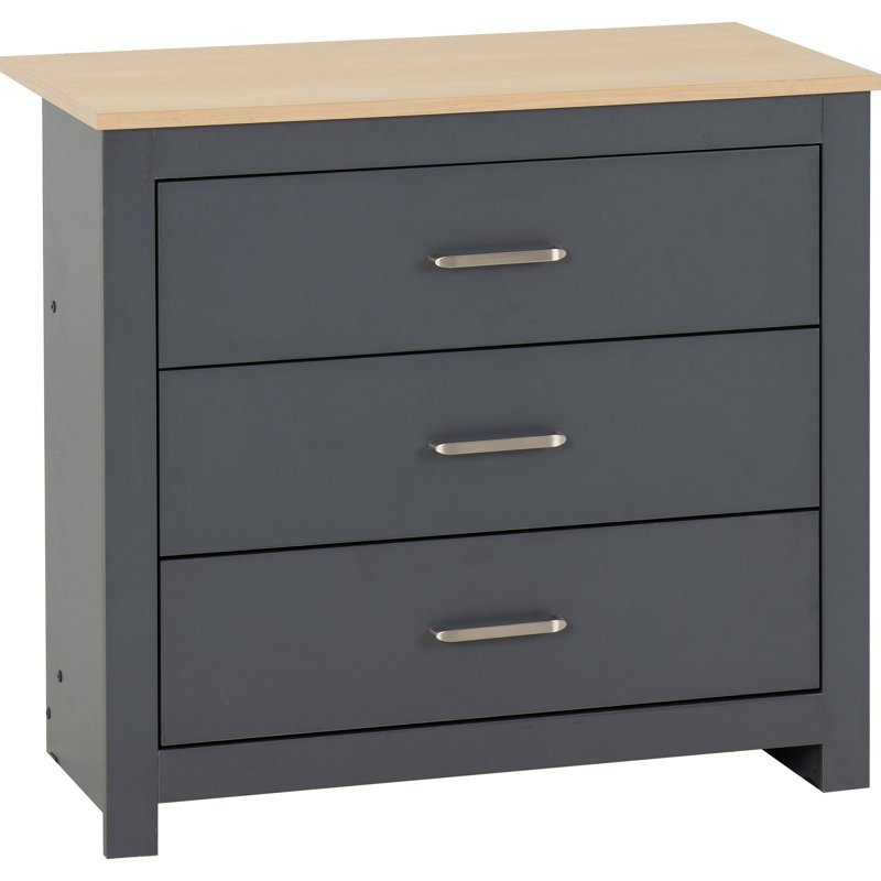 Henryville 80cm W 3 - Drawer Chest of Drawers, Grey