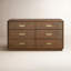 Commode double en bois massif à 6 tiroirs 64 po Amott