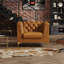 Chaise Chesterfield en similicuir rembourré avec pieds en métal doré-1398315850-1403588504-1403588510