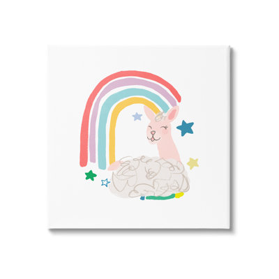 «Sheep Relaxing Souriant Rainbow Stars» par June Erica Vess - impression
