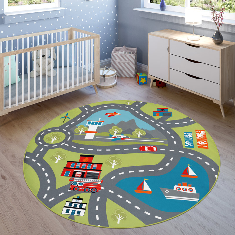 Trotta Flatweave Green Rug, Round 160cm