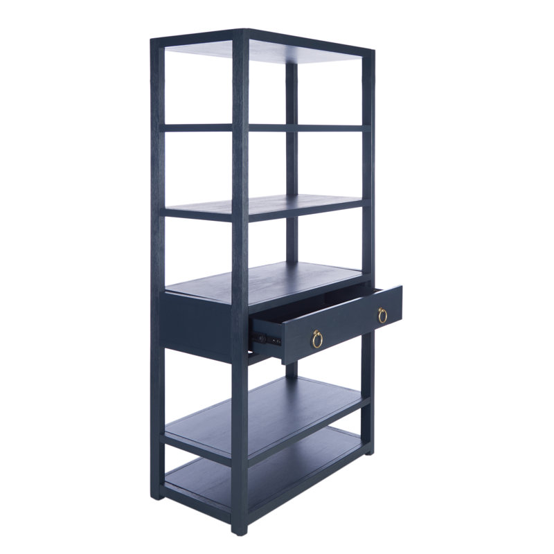 Bibliothèque moderne Amelia Etagere avec 5 tablettes et tiroir discret, Marine