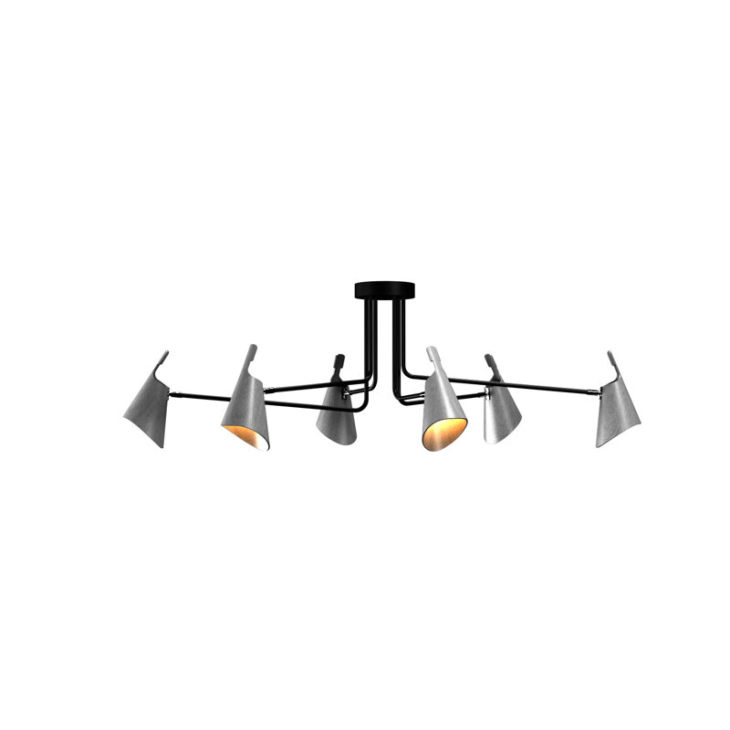 Chandelier, 19.29" H x 60.63" W x 30.91" D, 6, Organic Gray