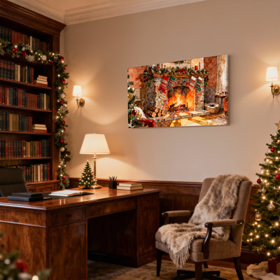 Ensemble de 3 impressions sur toile de Noël avec cheminée et bas