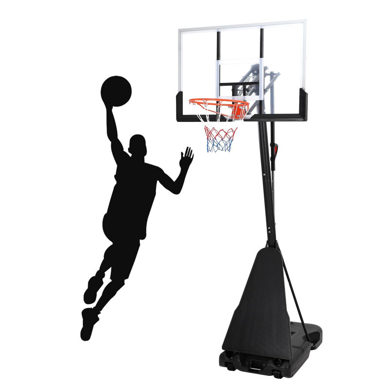 Panier de basketball portatif 5,2 à 10 pi de hauteur réglable avec panneau arrière de 47 po, base stable et roues pour tous les âges