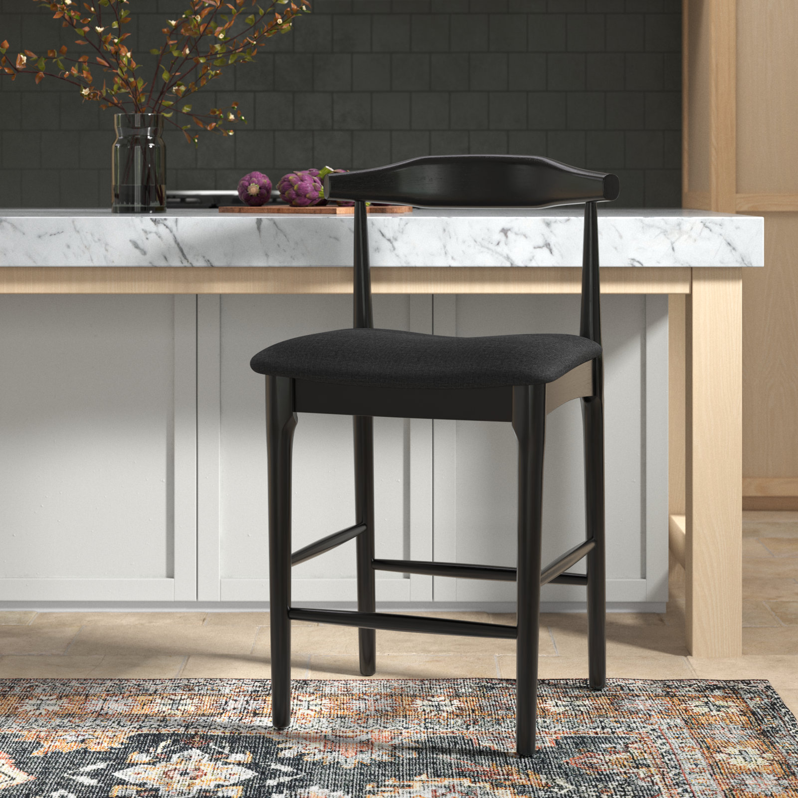 Hank Bar and Counter Stool, Black, Black, Counter Stool (25.67" Seat Height)