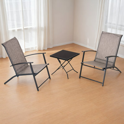 Ensemble de patio pliant entièrement assemblé avec table 3 pièces Stefone