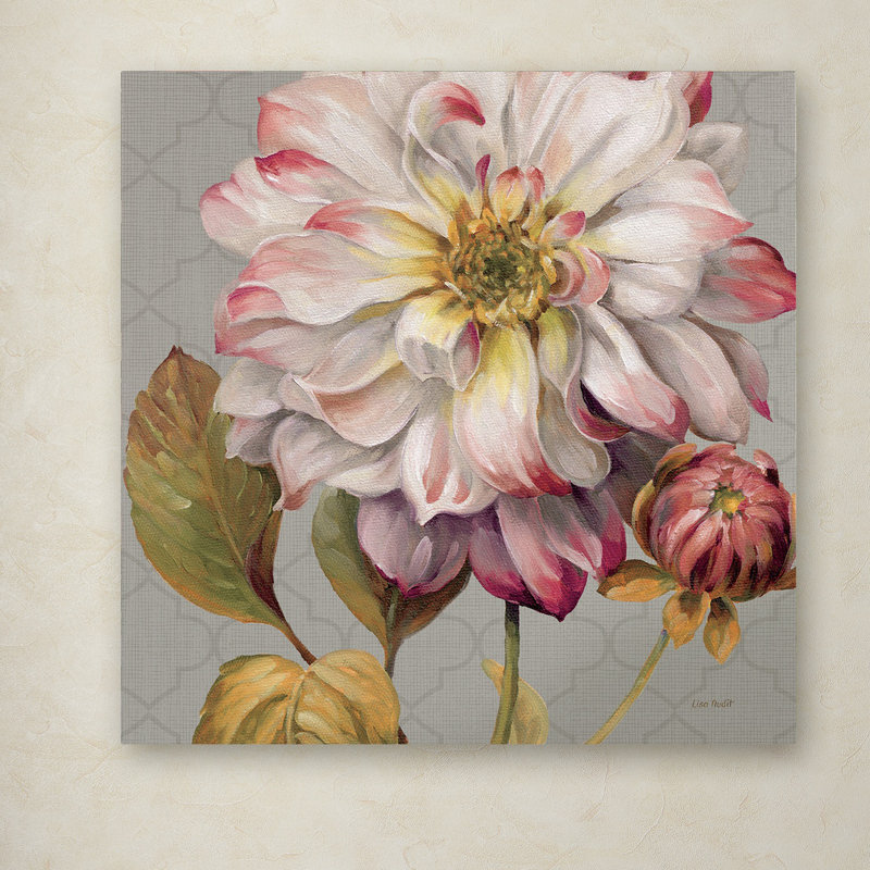 24" Square Pink and Gray Floral Canvas Art