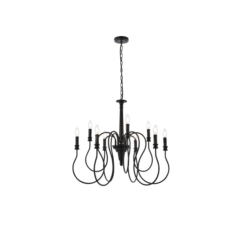 Aurianne Candle Style Traditional Chandelier, Black, 18.2" H x 14" W x 14" D