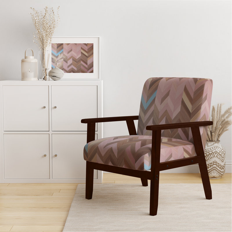 Cantina 23'' Wide Armchair, Pink/Brown Polyester, Brown Square Arms