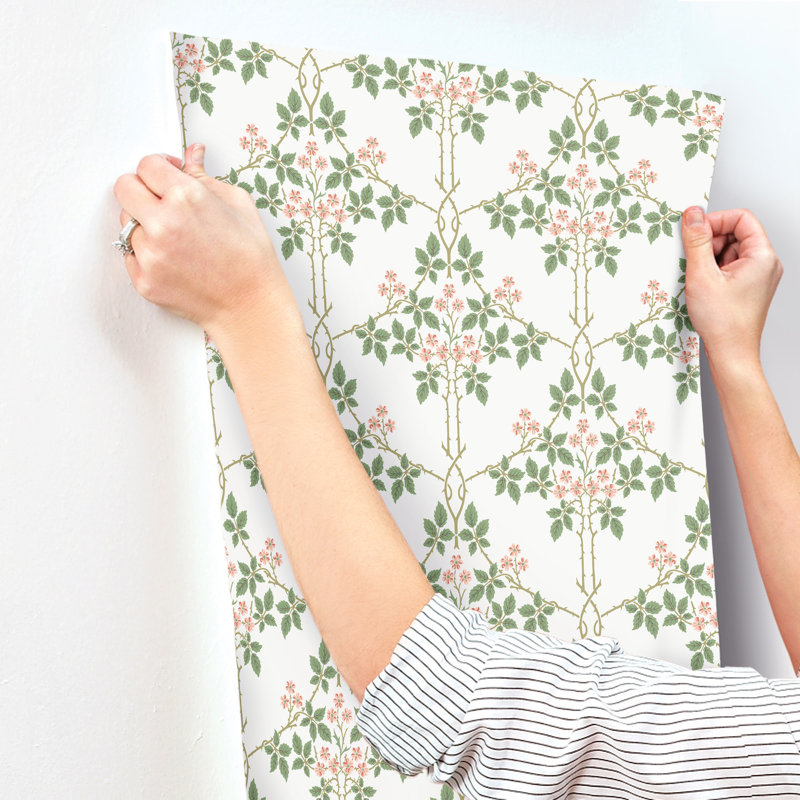 Blackberry Pink Vine Trellis Wallpaper, Pink