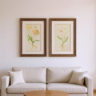 Set Of Two Tulip And Iris Gold Framed Wall Art