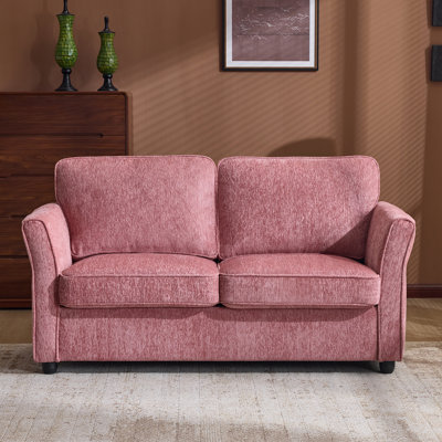 Boneless Cute Compact Chenille Loveseat With Floral Arms For Small Spaces