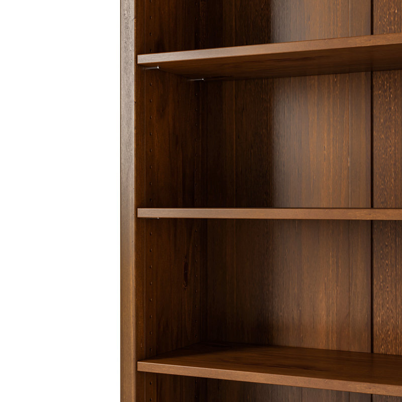 Classic Shaker Style Solid Wood Bookcase, (6 Shelves) 72"H x 30"W x 13.25"D, Dark Pecan