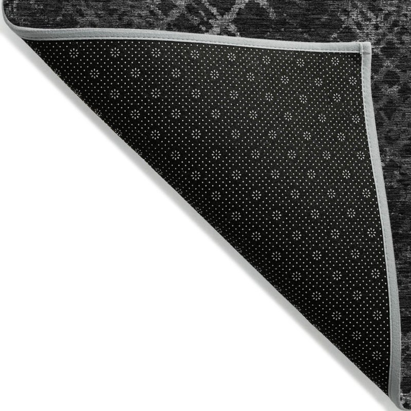Tapis d'intérieur lavable à motif géométrique gris anthracite 5 pi x 8 pi