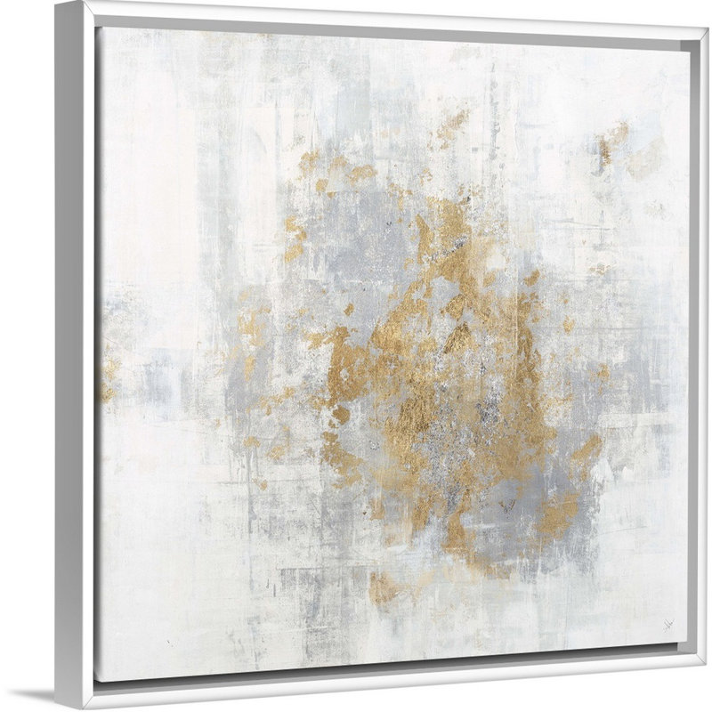 «Cali Gold I» par Joshua Schicker, reproduction sur toile, Cadre flottant blanc, H 38 po x l 38 po x P 1,75 po